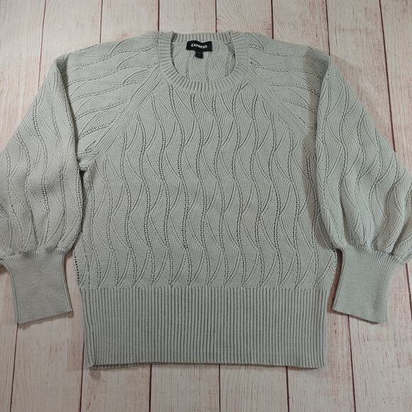 Express gray Raglan bishop sleeve crew neck stretch sweater sz XL - Picture 4 of 7